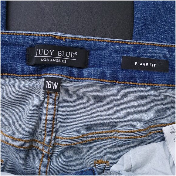 JUDY BLUE 16W Flare Fit High Waist Jeans JB88172 Medium Wash Lightly Distressed - Picture 12 of 13